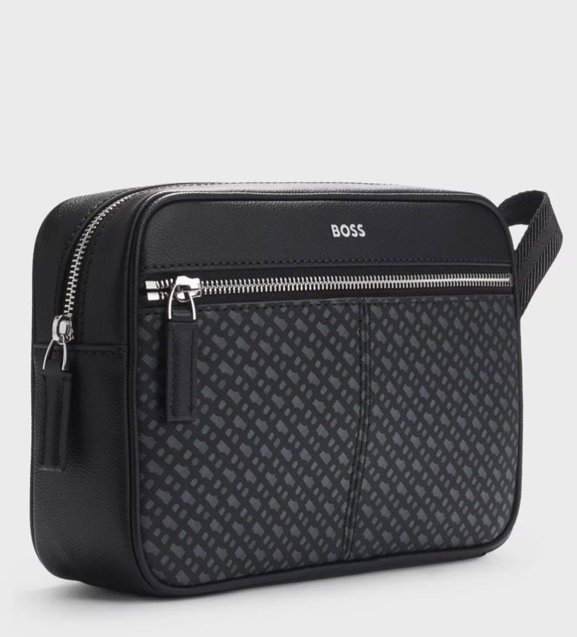 Túi FAUX-LEATHER WASHBAG WITH MONOGRAM-PRINT FRONT POCKET